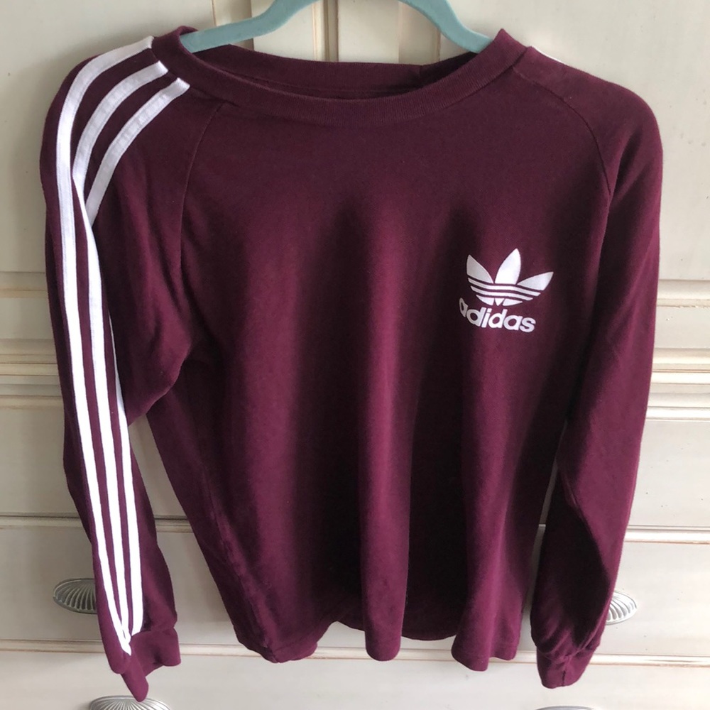Maroon Adidas Long Sleeve Top